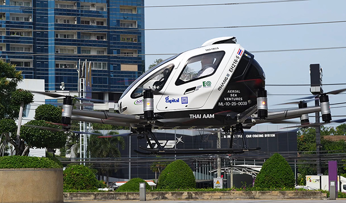 THAI AAM passenger drone side view demonstration